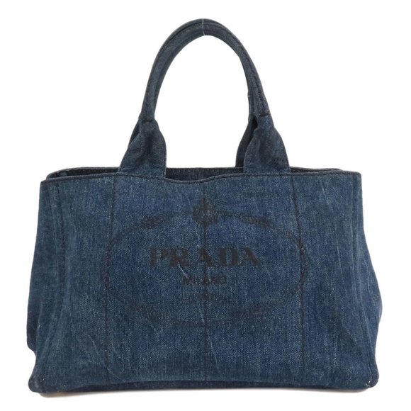 PRADA B1877B Canapa Tote Bag Denim Women's - Picture 1 of 10
